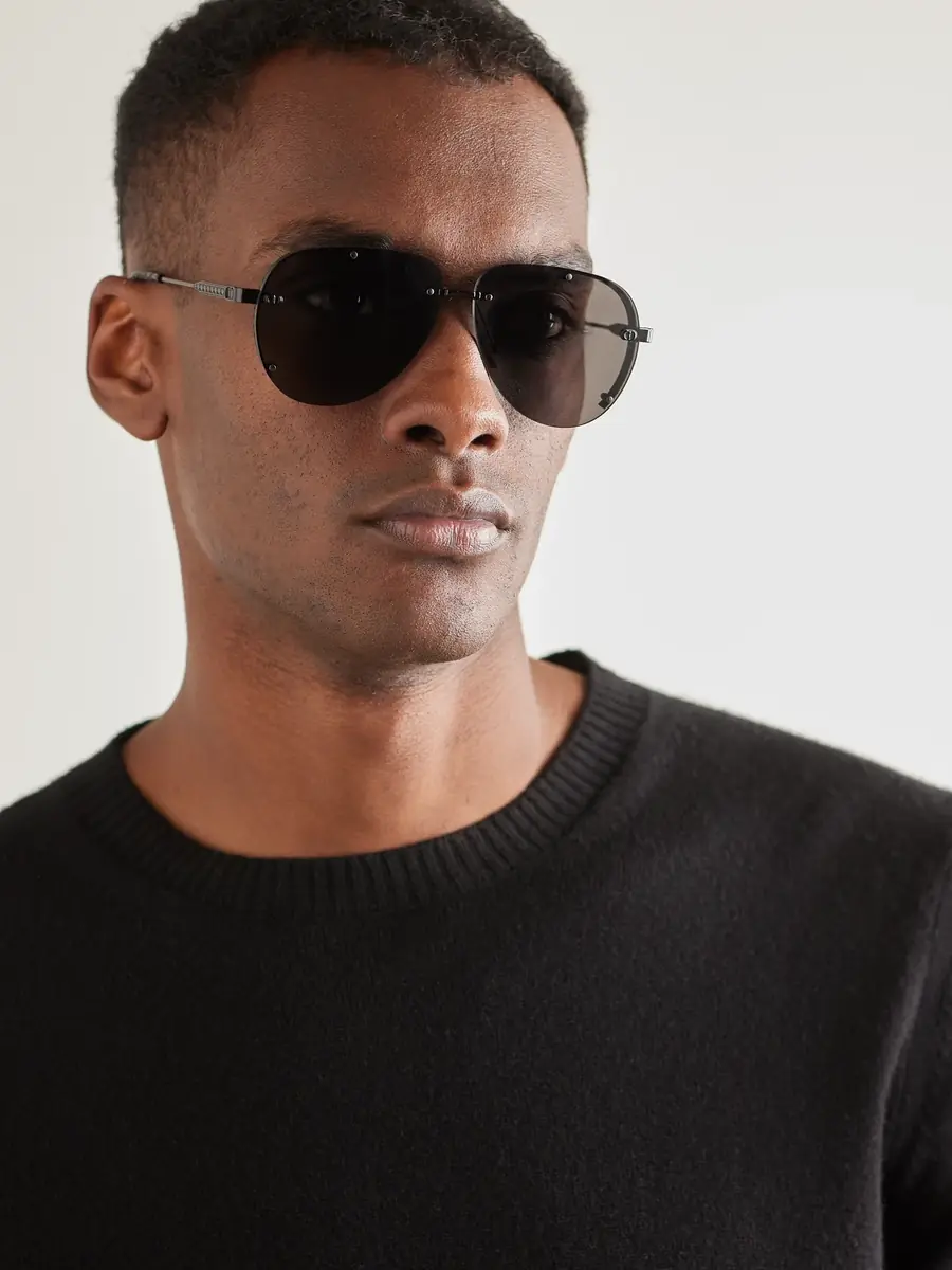 DIOR Eyewear NeoDior A1U Aviator-Style Guilloché Gunmetal-Tone Sunglasses - Men | Thumbnail 2 DIOR Eyewear NeoDior A1U Aviator-Style Guilloché Gunmetal-Tone Sunglasses - Men | Thumbnail 2