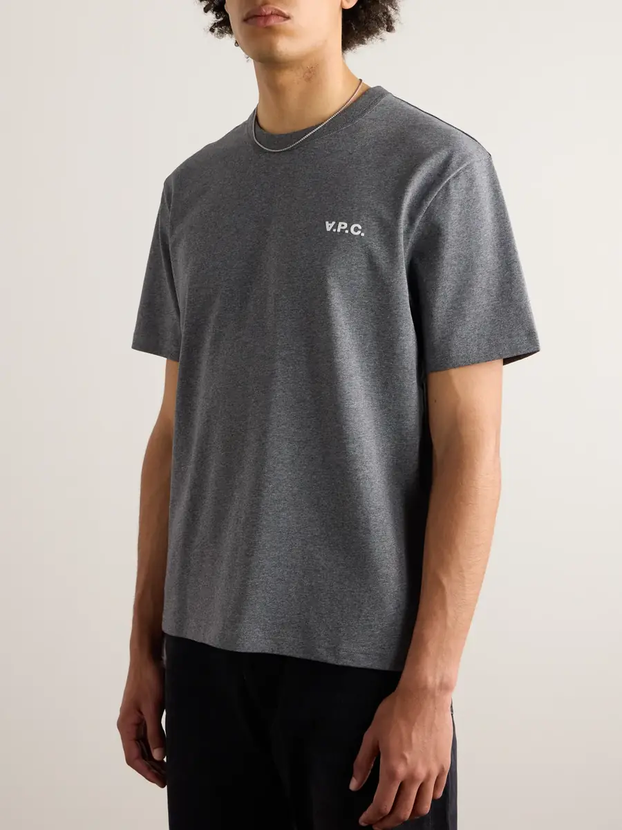 A.P.C. Logo-Flocked Cotton-Jersey T-Shirt - Men | Thumbnail 3 A.P.C. Logo-Flocked Cotton-Jersey T-Shirt - Men | Thumbnail 3