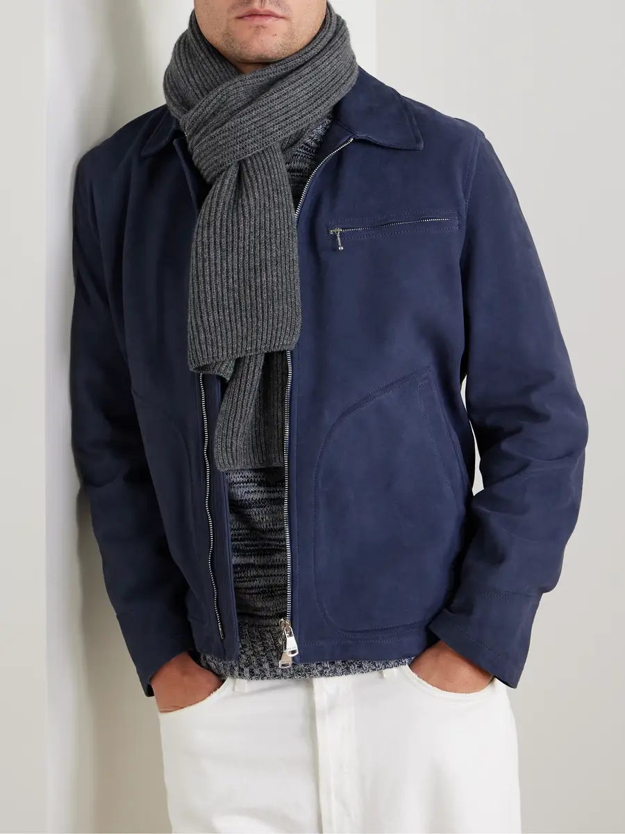 Johnstons of Elgin Ribbed Cashmere Scarf - Men | Thumbnail 2
