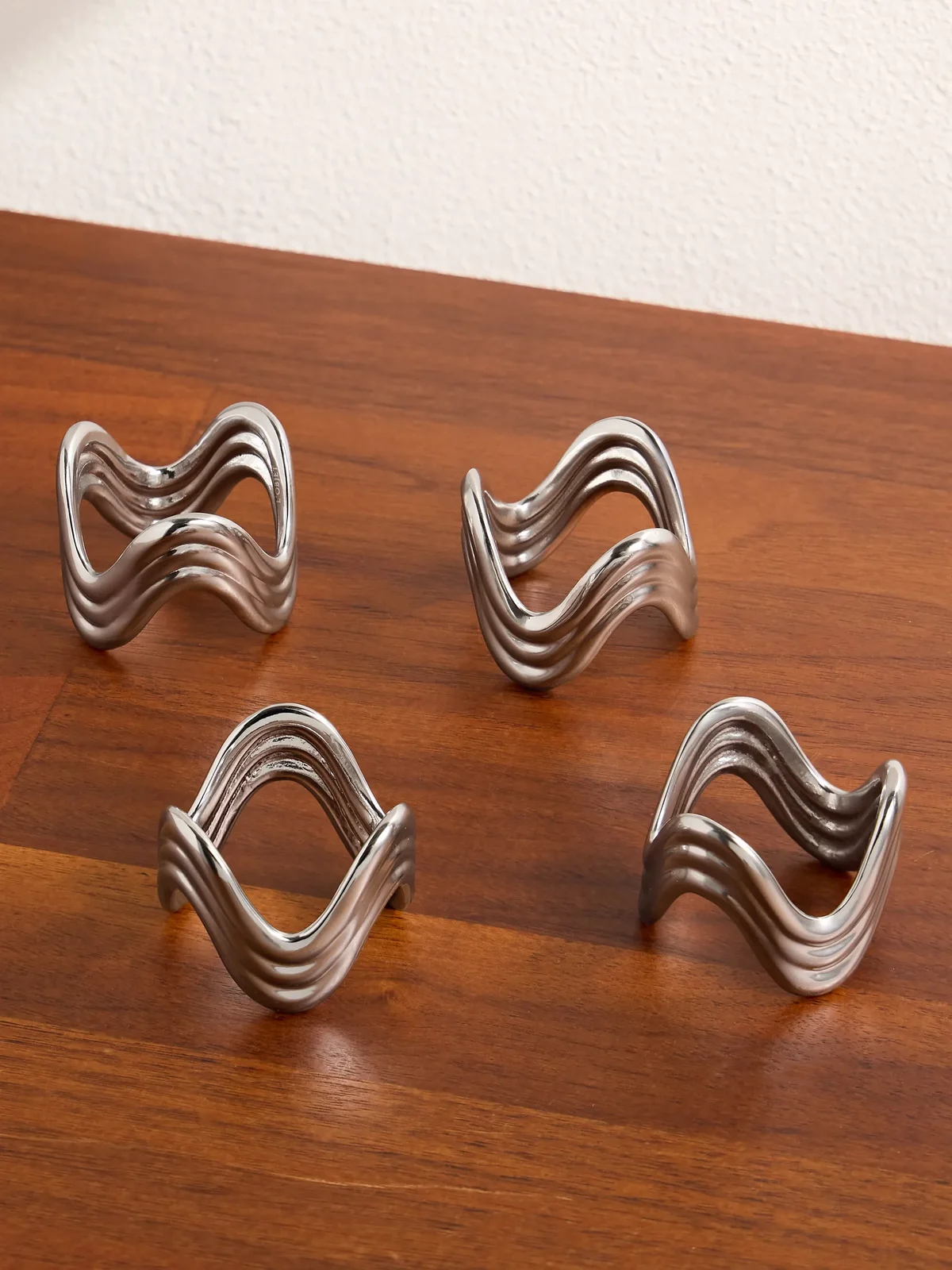 L'Objet Ripple Set of Four Platinum-Plated Napkin Rings - Men