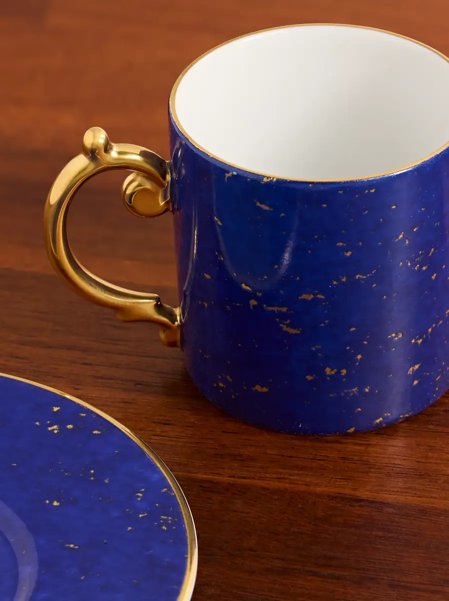 L'Objet Lapis Set of Two Gold-Plated Porcelain Espresso Cups and Saucers - Men | Thumbnail 3