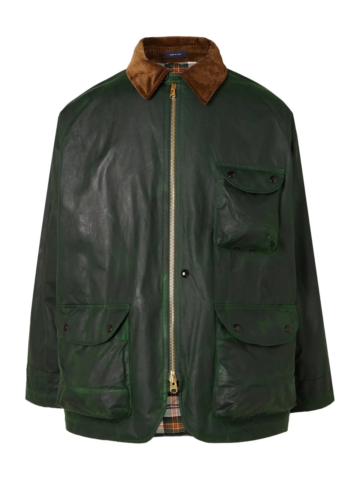 Corduroy-Trimmed Waxed-Cotton Jacket - Men Corduroy-Trimmed Waxed-Cotton Jacket - Men