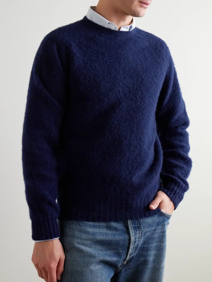 Drake's Brushed Shetland Wool Sweater - Men | Thumbnail 3