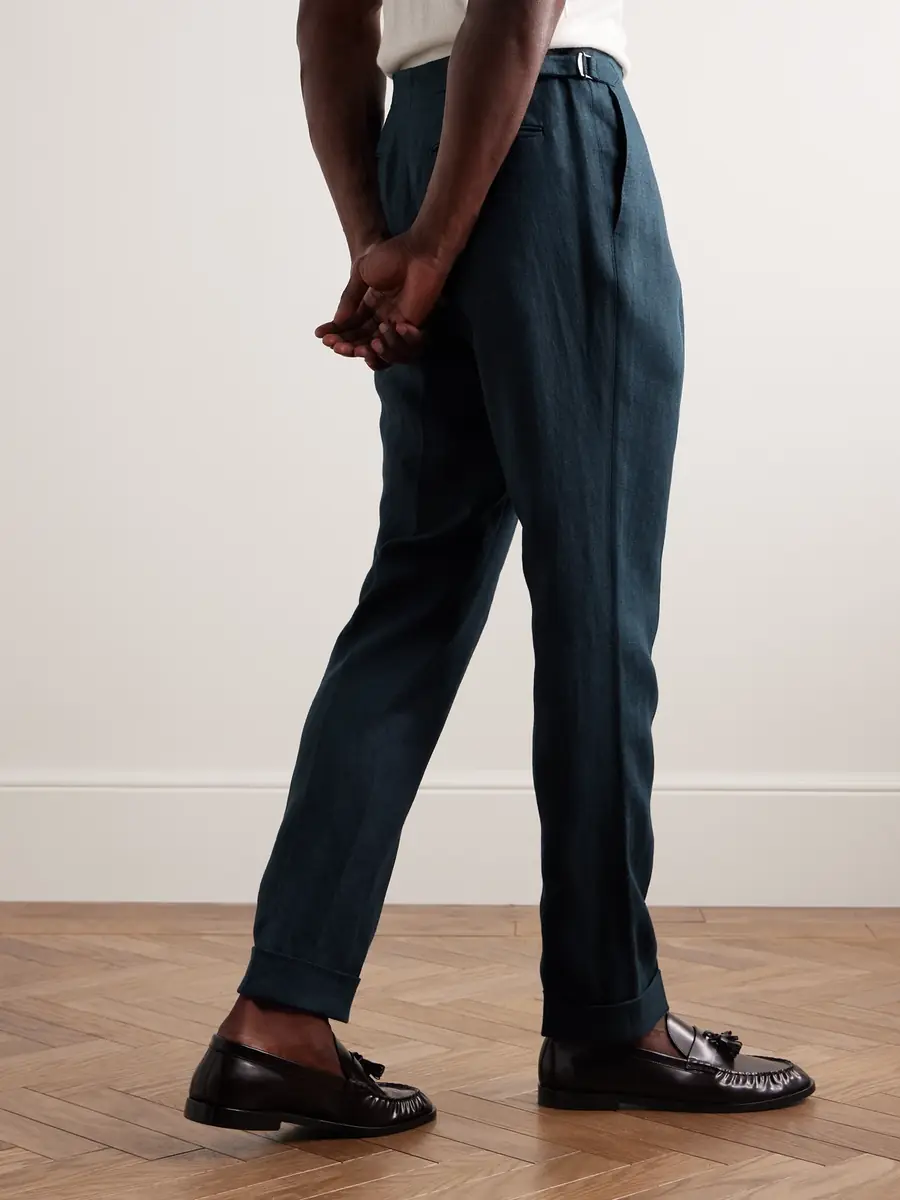 Saman Amel Slim-Fit Pleated Linen Suit Trousers - Men | Thumbnail 3