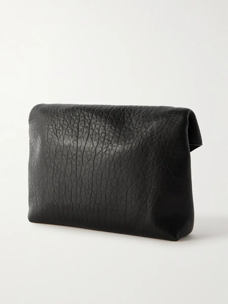 Saint Laurent Cassandre Logo-Appliquéd Textured-Leather Pouch - Men | Thumbnail 3