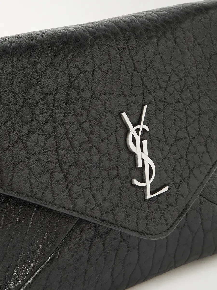 Saint Laurent Cassandre Logo-Appliquéd Textured-Leather Pouch - Men | Thumbnail 4