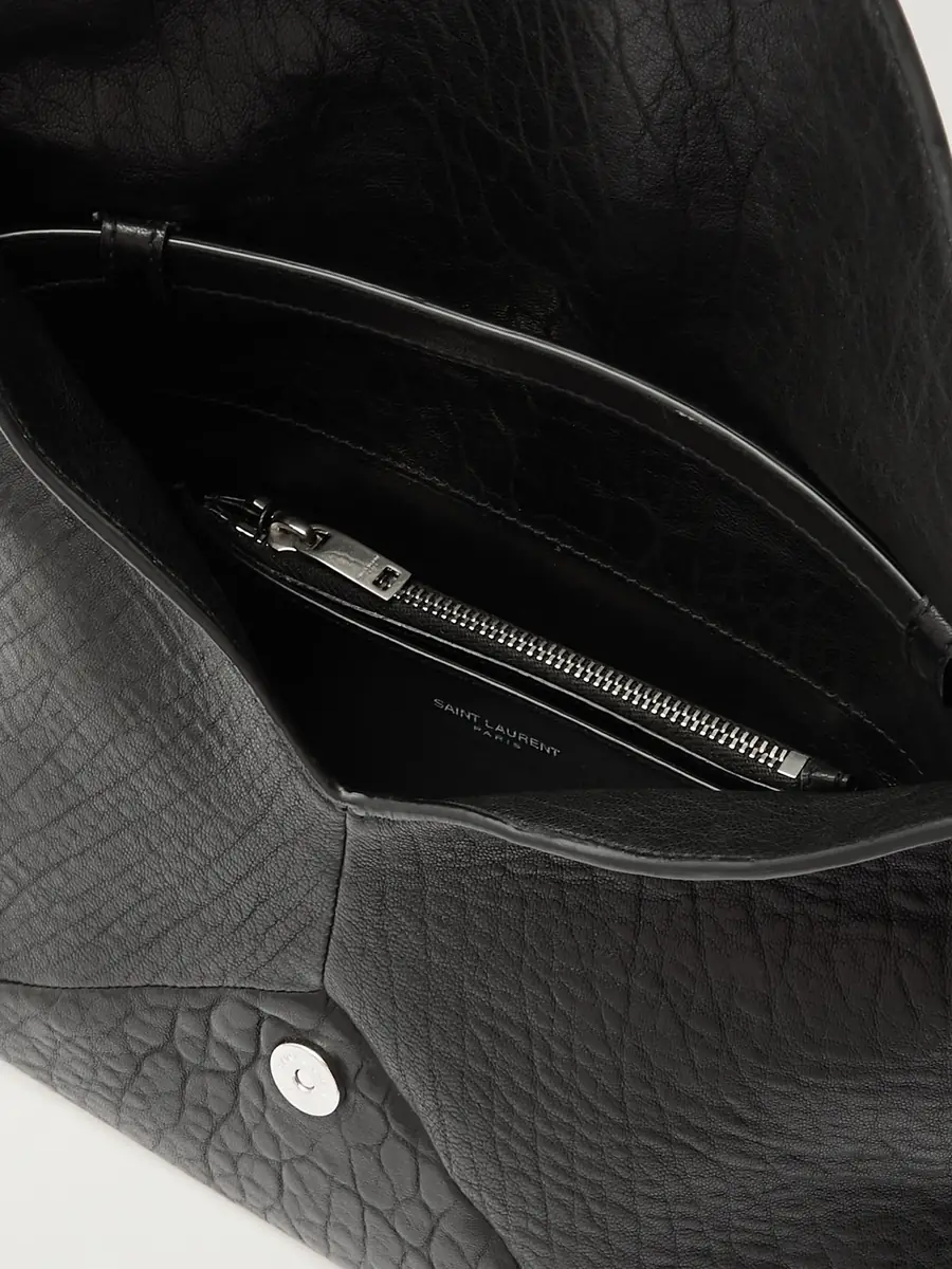 Saint Laurent Cassandre Logo-Appliquéd Textured-Leather Pouch - Men | Thumbnail 5