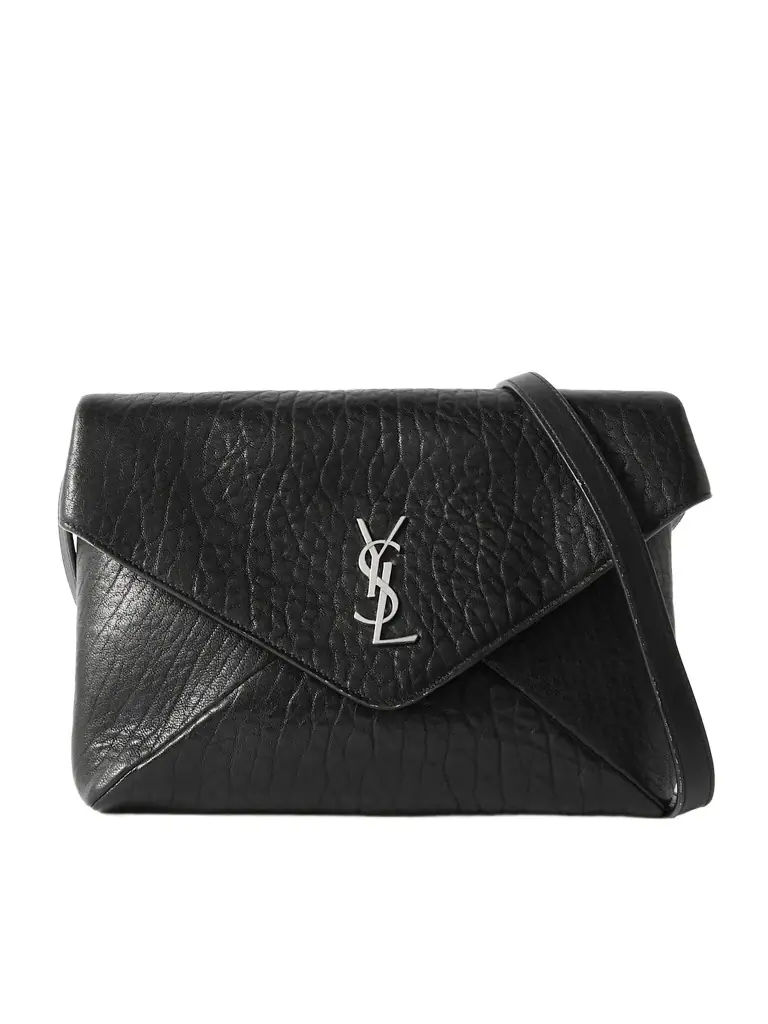 Saint Laurent Cassandre Logo-Appliquéd Textured-Leather Pouch - Men | Image 1 Saint Laurent Cassandre Logo-Appliquéd Textured-Leather Pouch - Men | Image 1