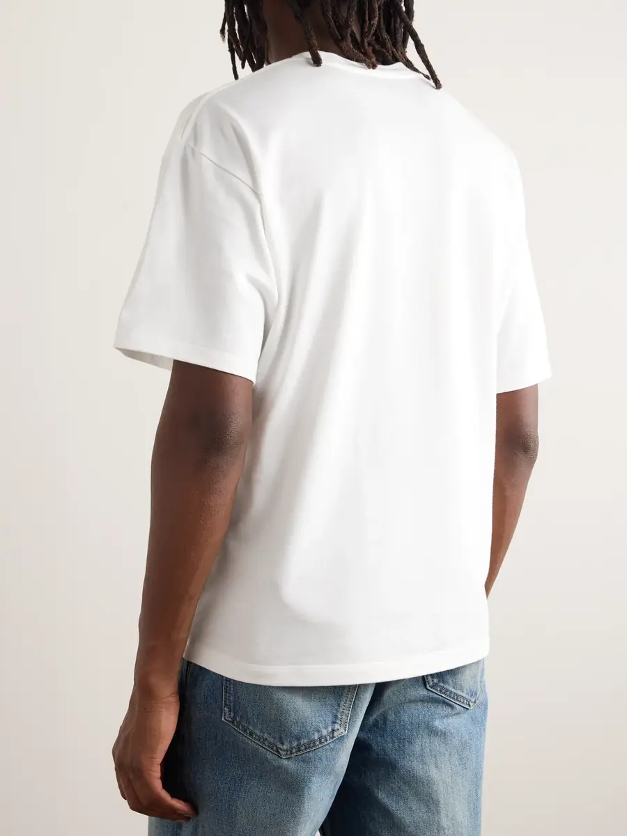 Saint Laurent Logo-Appliquéd Cotton and Modal-Blend Jersey T-Shirt - Men | Thumbnail 4 Saint Laurent Logo-Appliquéd Cotton and Modal-Blend Jersey T-Shirt - Men | Thumbnail 4