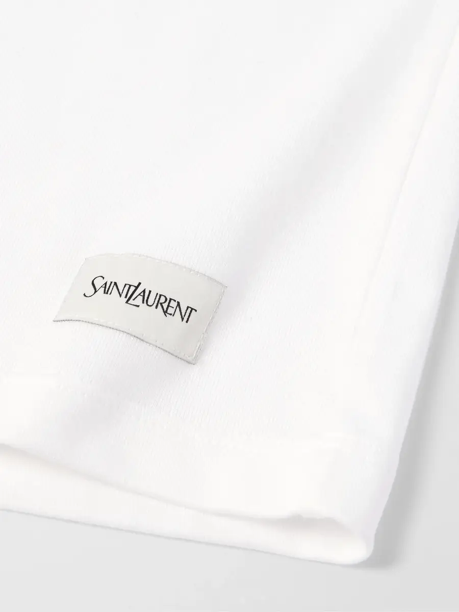 Saint Laurent Logo-Appliquéd Cotton and Modal-Blend Jersey T-Shirt - Men | Thumbnail 5 Saint Laurent Logo-Appliquéd Cotton and Modal-Blend Jersey T-Shirt - Men | Thumbnail 5