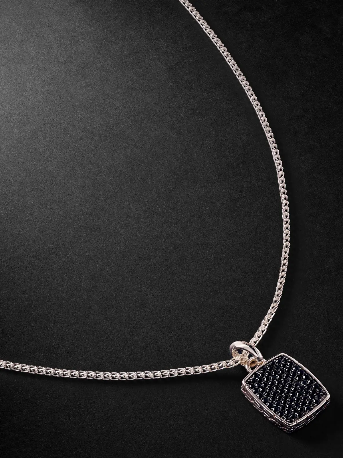 ID Tag Sterling Silver Sapphire Pendant Necklace - Men