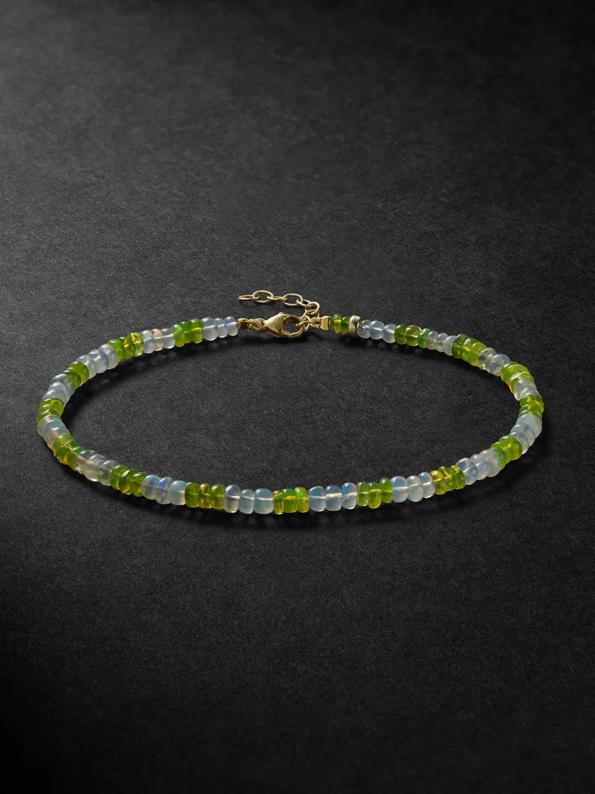 Gold Opal Beaded Bracelet - Men Gold Opal Beaded Bracelet - Men