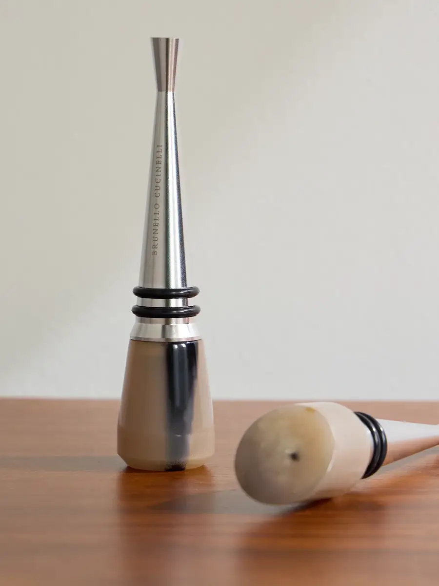 Brunello Cucinelli Set of Two Horn and Stainless Steel Bottle Stoppers - Men | Thumbnail 3