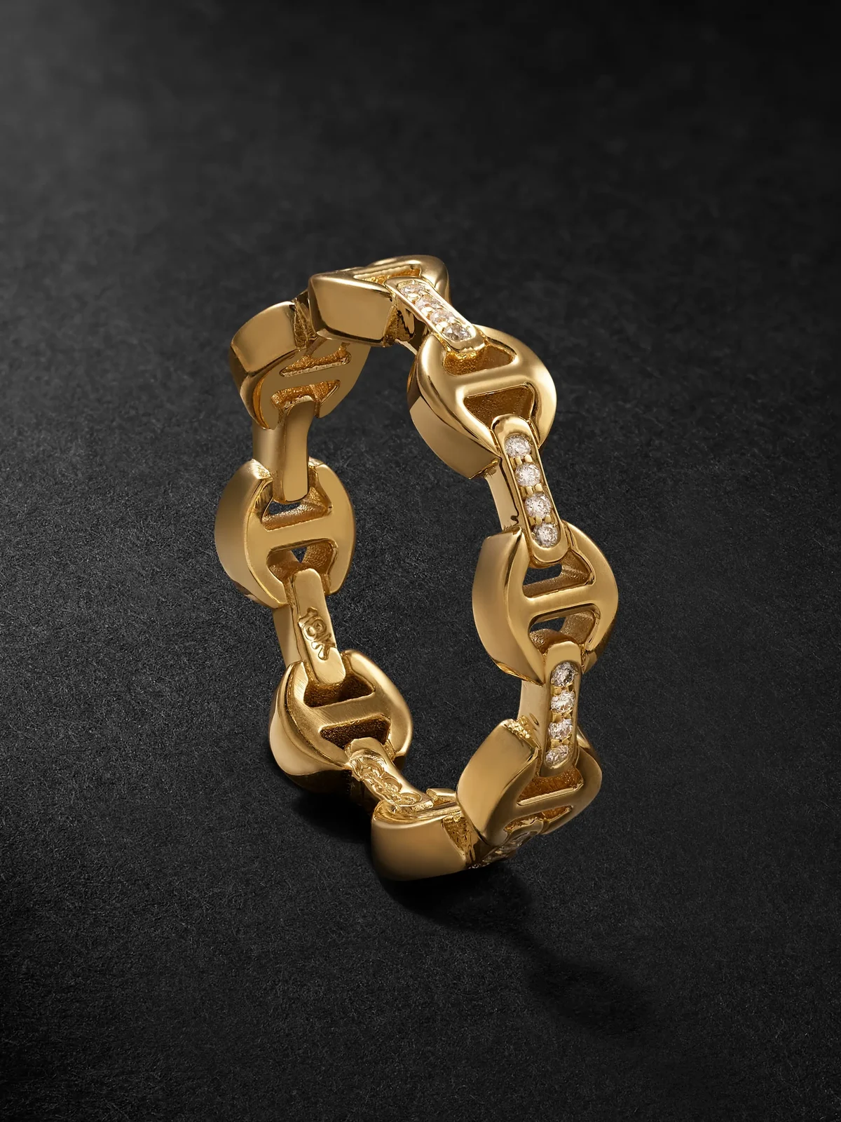 Dame Tri-Link 18-Karat Gold Diamond Ring - Men Dame Tri-Link 18-Karat Gold Diamond Ring - Men