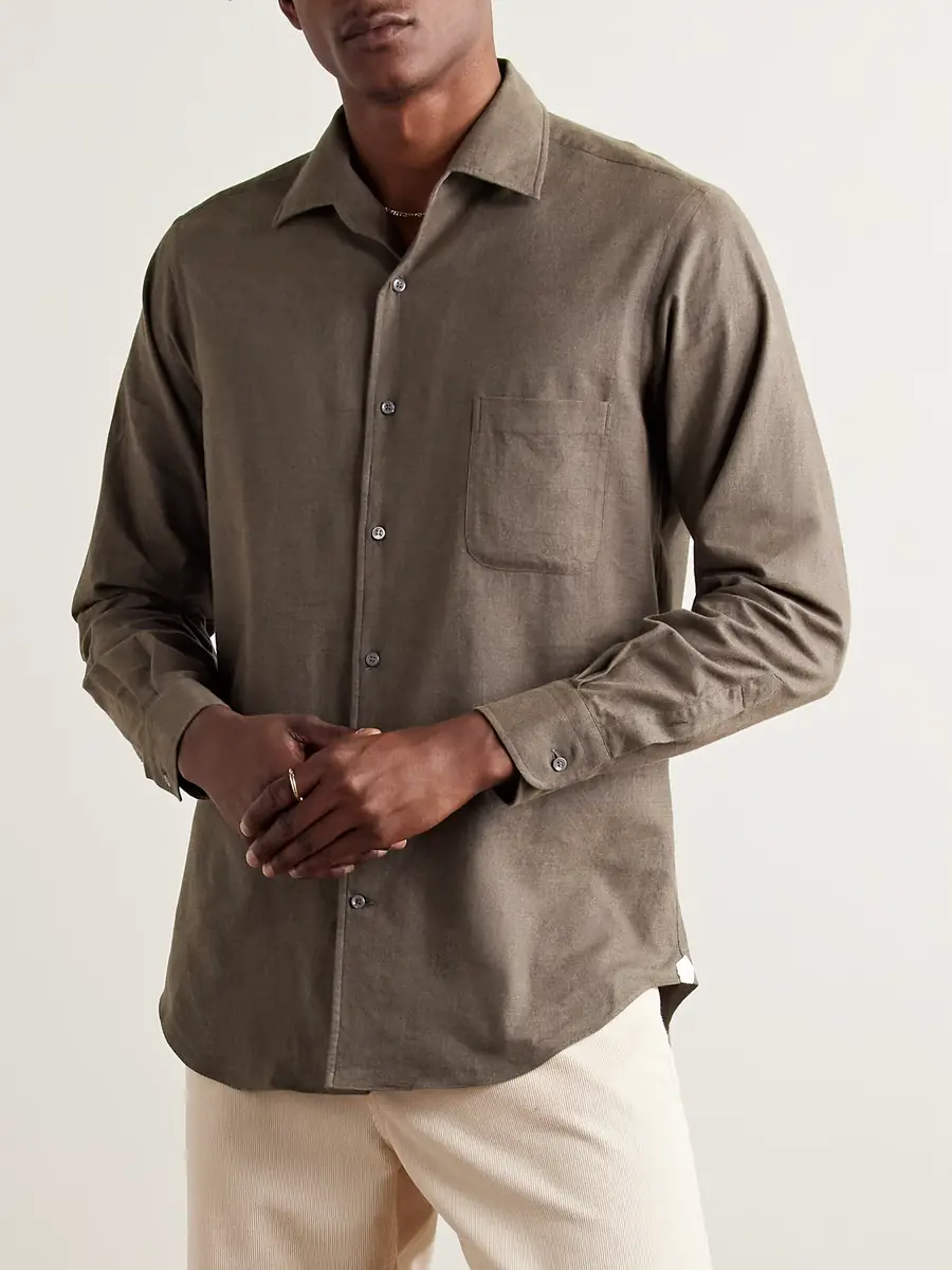 Loro Piana André Cotton-Flannel Shirt - Men | Thumbnail 3 Loro Piana André Cotton-Flannel Shirt - Men | Thumbnail 3