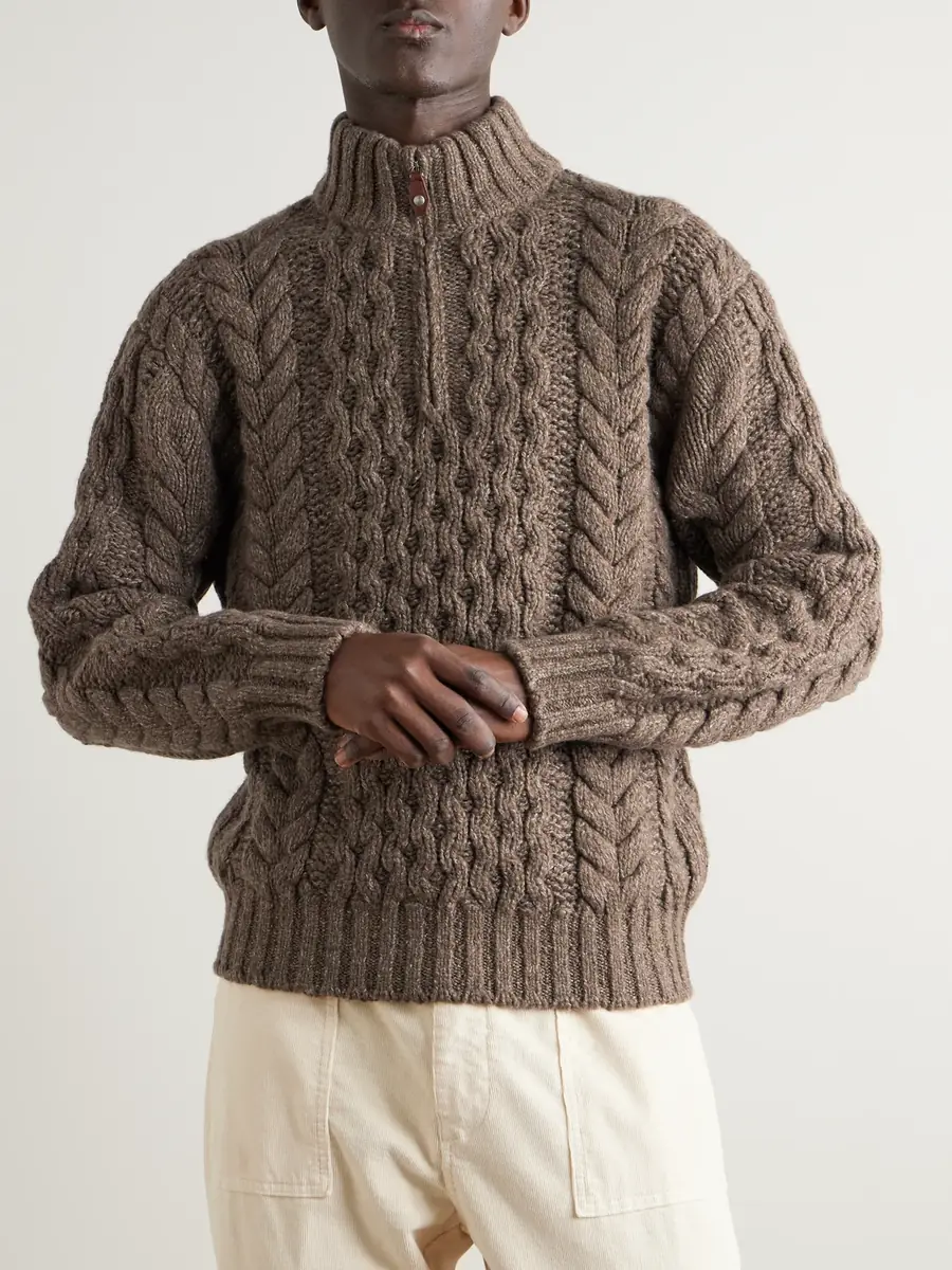 Loro Piana Cable-Knit Cashmere Half-Zip Sweater - Men | Thumbnail 3 Loro Piana Cable-Knit Cashmere Half-Zip Sweater - Men | Thumbnail 3