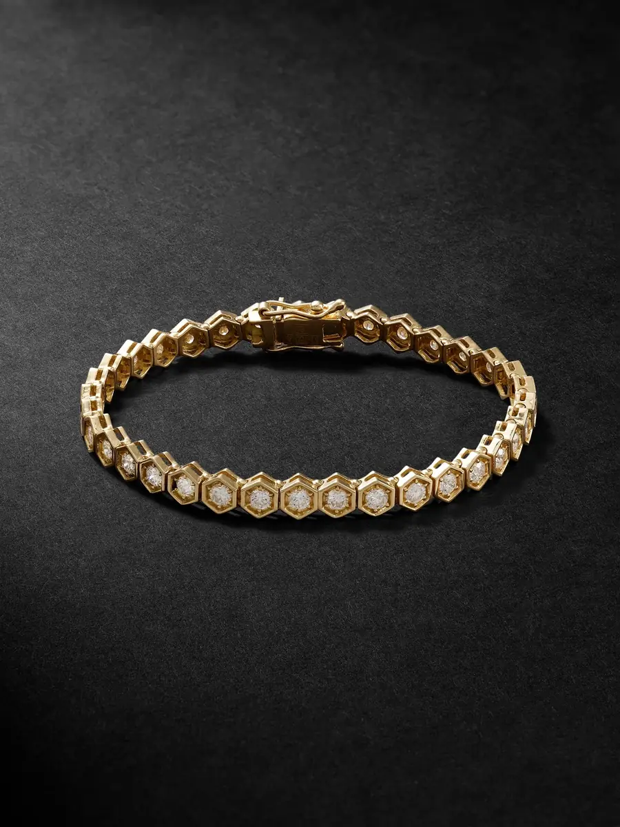 KOLOURS JEWELRY Hexagon XXXLarge -Karat Gold Diamond Bracelet - Men | Image 1 KOLOURS JEWELRY Hexagon XXXLarge -Karat Gold Diamond Bracelet - Men | Image 1
