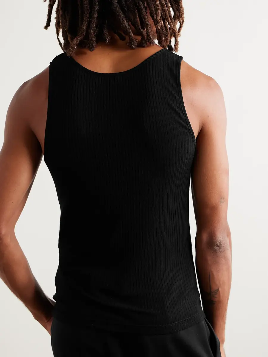 Saint Laurent Cassandre Ribbed Logo-Embroidered Wool Tank Top - Men | Thumbnail 4 Saint Laurent Cassandre Ribbed Logo-Embroidered Wool Tank Top - Men | Thumbnail 4
