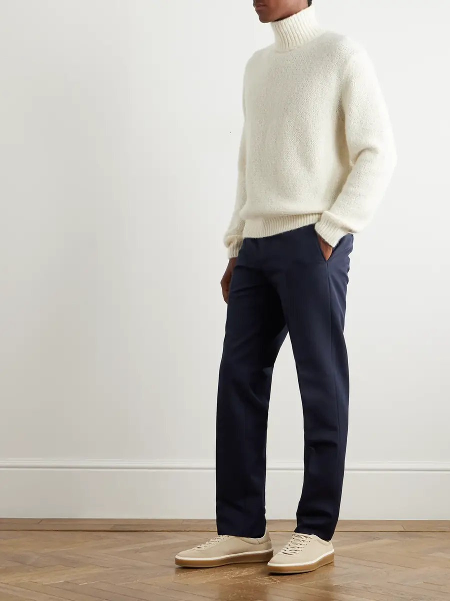 Loro Piana Jarno Straight-Leg Wool and Cotton-Blend Twill Trousers - Men | Thumbnail 2 Loro Piana Jarno Straight-Leg Wool and Cotton-Blend Twill Trousers - Men | Thumbnail 2