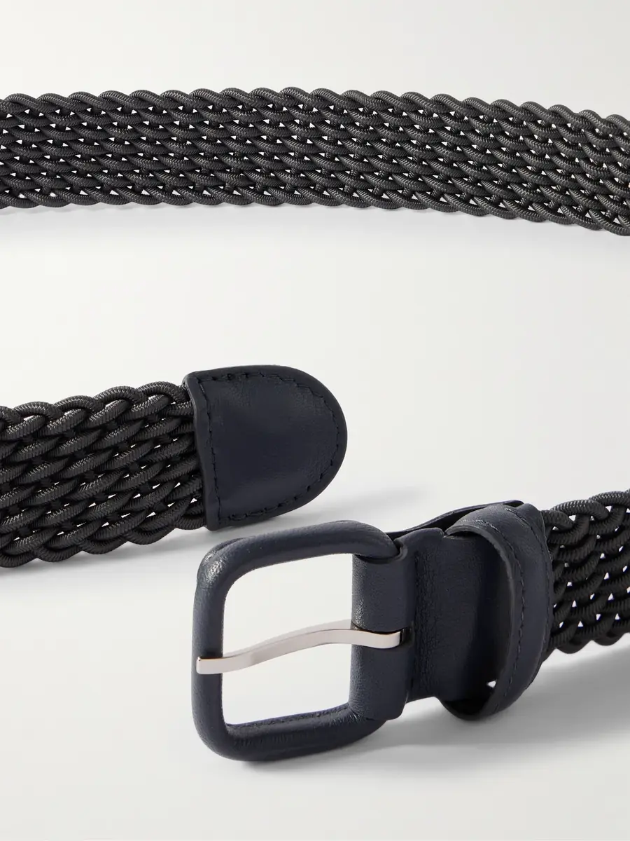 Charvet 3cm Leather-Trimmed Woven Cord Belt - Men | Thumbnail 2 Charvet 3cm Leather-Trimmed Woven Cord Belt - Men | Thumbnail 2