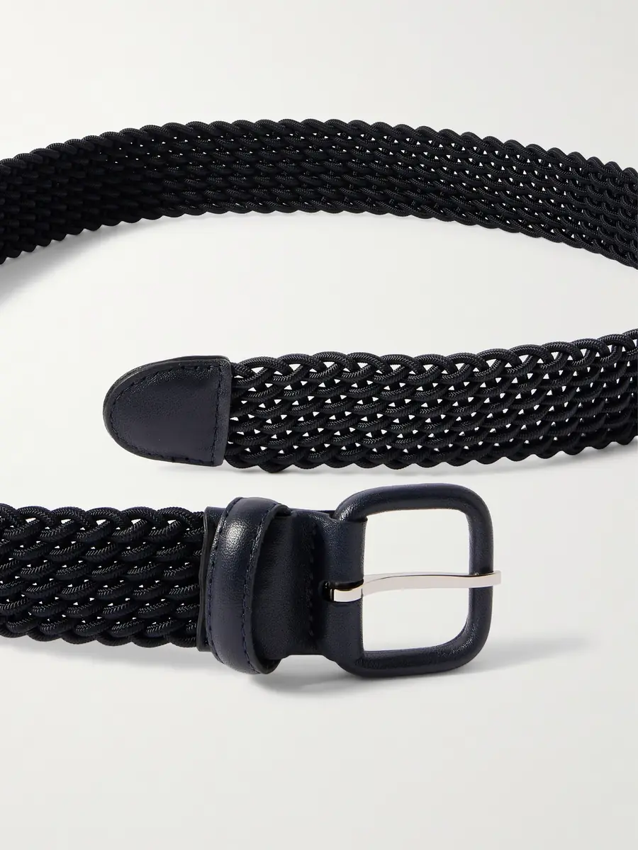 Charvet Leather-Trimmed Woven Cord Belt - Men | Thumbnail 2 Charvet Leather-Trimmed Woven Cord Belt - Men | Thumbnail 2