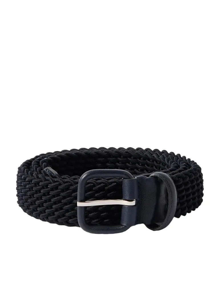 Charvet Leather-Trimmed Woven Cord Belt - Men