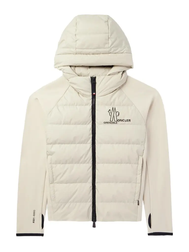 Moncler Grenoble Logo-Print Quilted Shell and Stretch-Jersey Hooded Down Jacket - Men | Image 1 Moncler Grenoble Logo-Print Quilted Shell and Stretch-Jersey Hooded Down Jacket - Men | Image 1