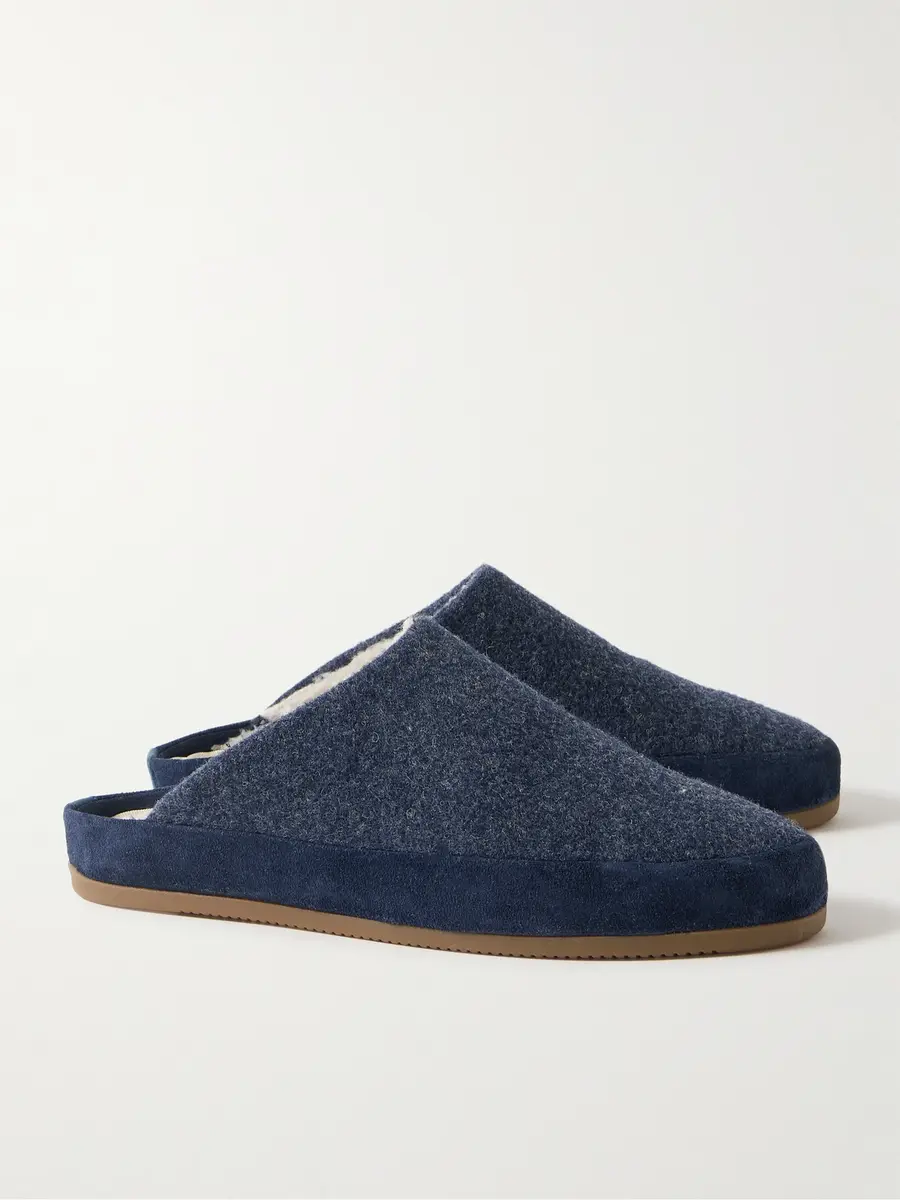 Mulo Suede-Trimmed Shearling-Lined Wool Slippers - Men | Thumbnail 4 Mulo Suede-Trimmed Shearling-Lined Wool Slippers - Men | Thumbnail 4