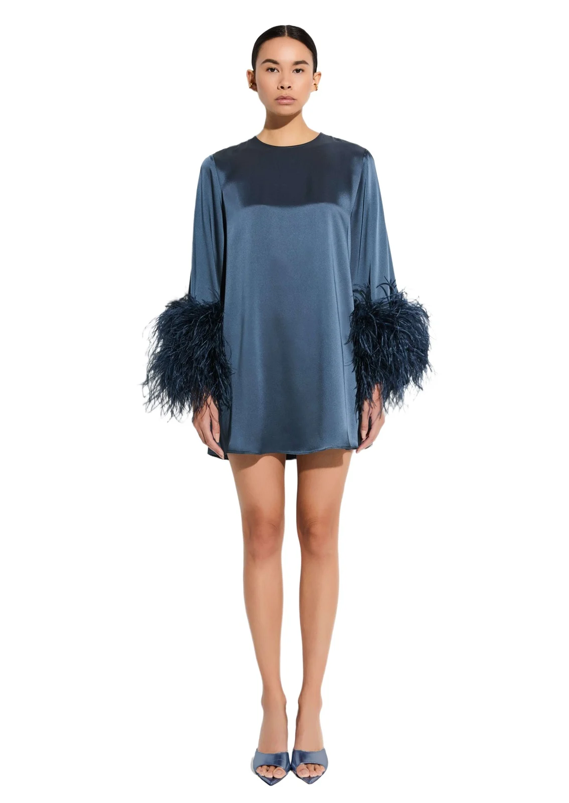 Satin Dress With Feathers Satin Dress With Feathers