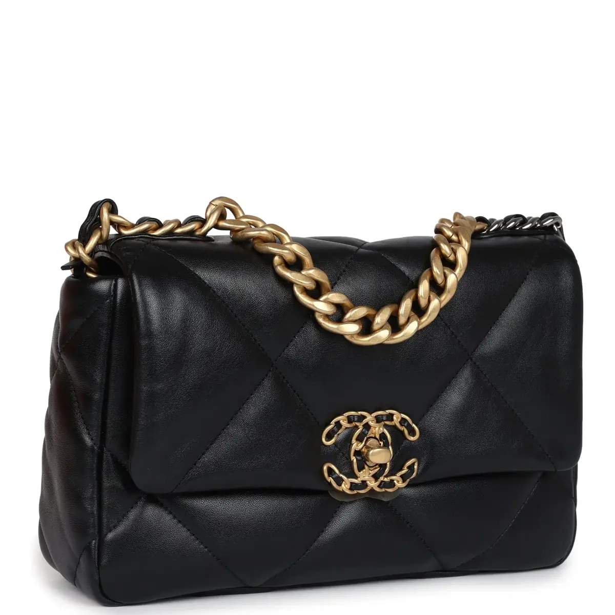 Chanel Chanel Medium 19 Flap Bag Black Lambskin Mixed Metal Hardware | Thumbnail 2