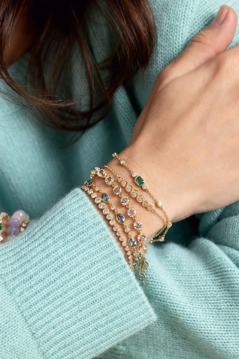 MONICA RICH KOSANN Bezel Diamond Emerald Tennis Bracelet | Thumbnail 4 MONICA RICH KOSANN Bezel Diamond Emerald Tennis Bracelet | Thumbnail 4