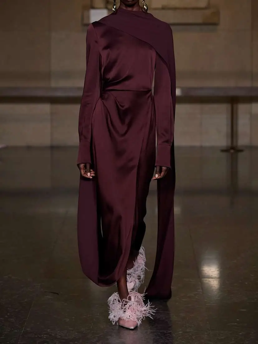 Erdem Draped Satin Midi Dress | Thumbnail 4