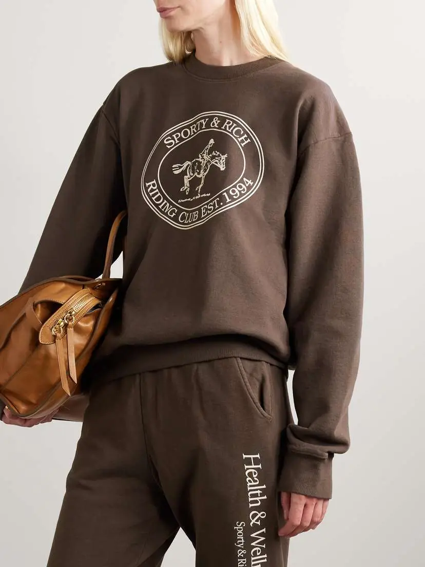 Sporty & Rich Printed Cotton-jersey Sweatshirt - x large | Thumbnail 3 Sporty & Rich Printed Cotton-jersey Sweatshirt - x large | Thumbnail 3