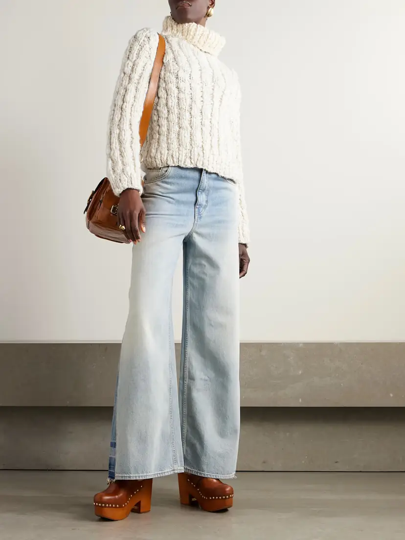Chloé Ribbed Merino Wool And Silk-blend Turtleneck Sweater - x large | Thumbnail 2