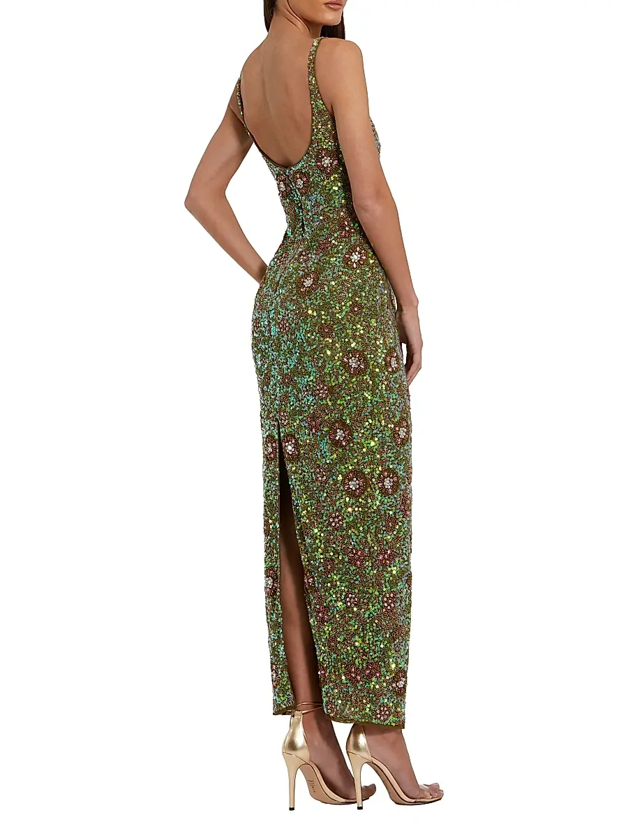 Mac Duggal Women's Floral Beaded Cocktail Sheath Dress | Thumbnail 3 Mac Duggal Women's Floral Beaded Cocktail Sheath Dress | Thumbnail 3