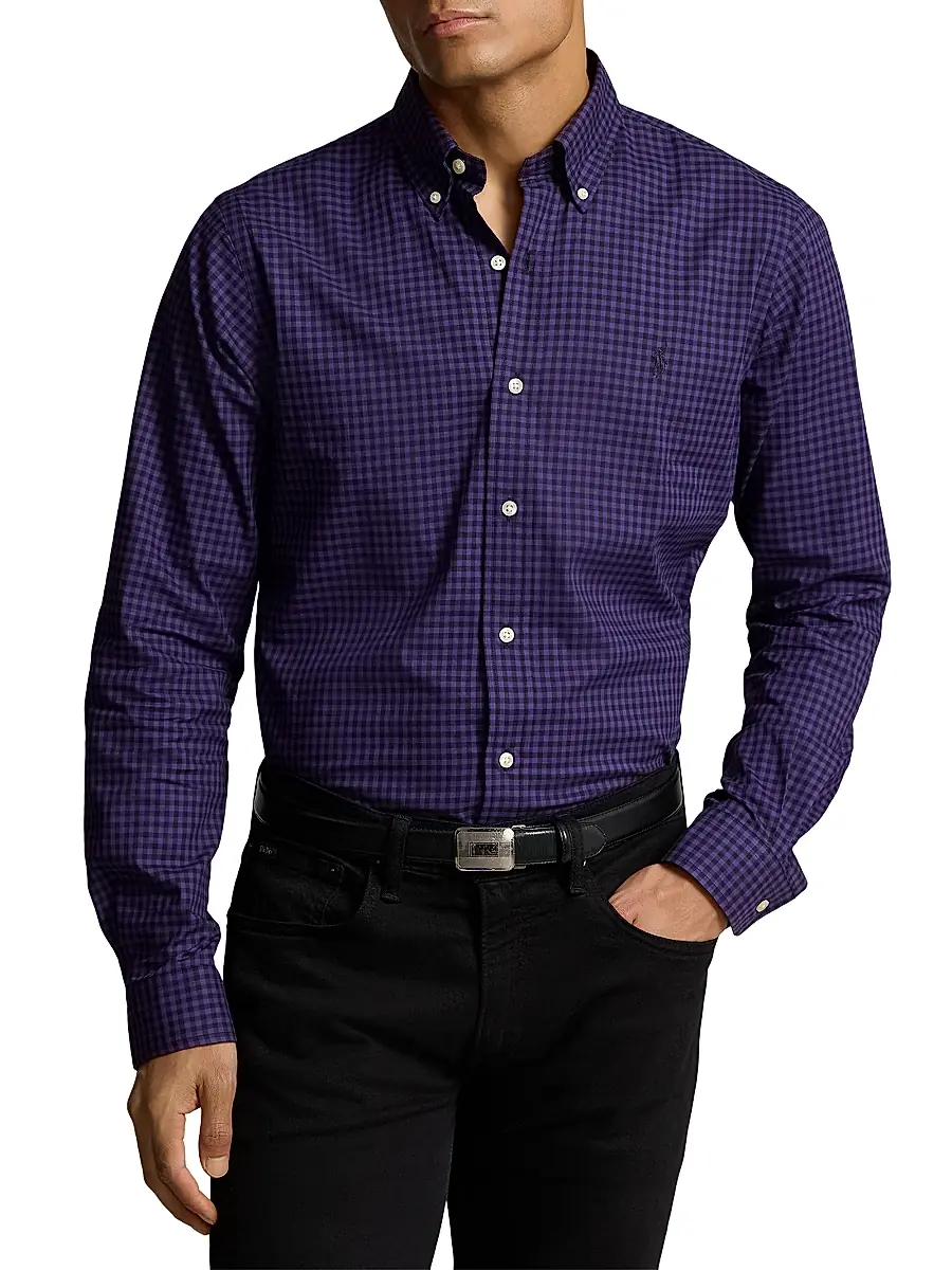 Polo Ralph Lauren Men's Classic-Fit Plaid Twill Shirt - Purple Black | Thumbnail 3 Polo Ralph Lauren Men's Classic-Fit Plaid Twill Shirt - Purple Black | Thumbnail 3
