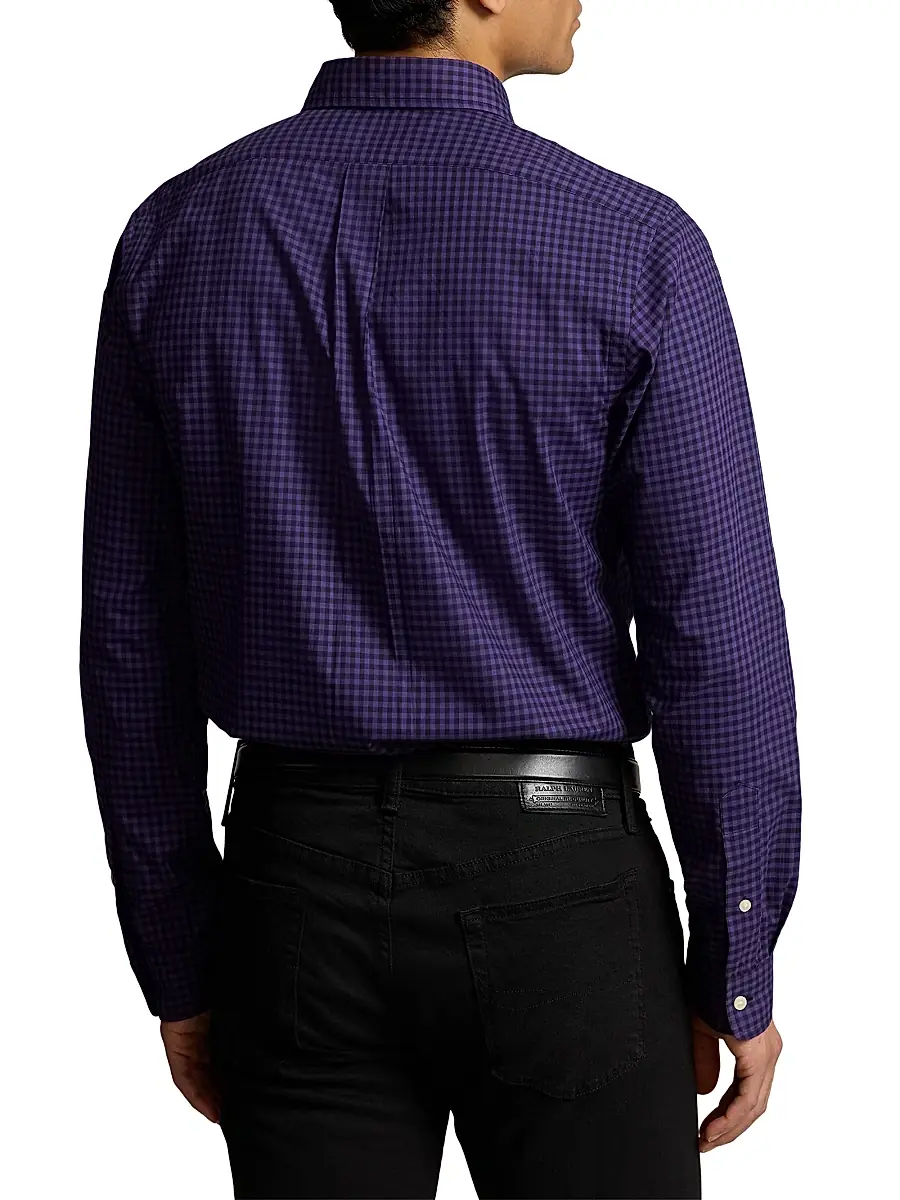 Polo Ralph Lauren Men's Classic-Fit Plaid Twill Shirt - Purple Black | Thumbnail 4 Polo Ralph Lauren Men's Classic-Fit Plaid Twill Shirt - Purple Black | Thumbnail 4