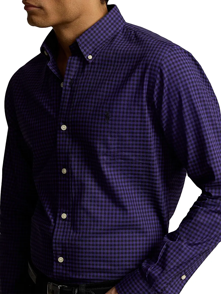 Polo Ralph Lauren Men's Classic-Fit Plaid Twill Shirt - Purple Black | Thumbnail 5 Polo Ralph Lauren Men's Classic-Fit Plaid Twill Shirt - Purple Black | Thumbnail 5