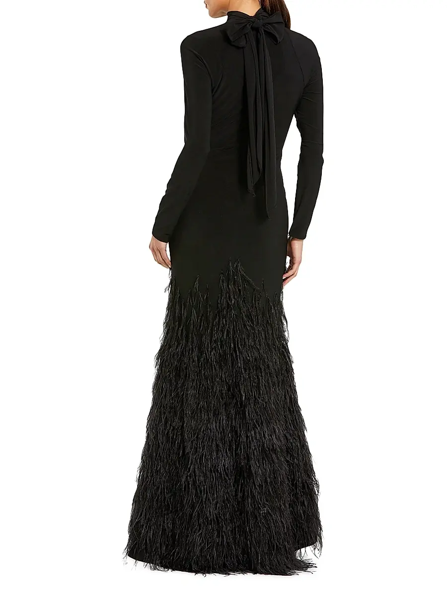 Mac Duggal Women's Feather-Embellished Jersey Gown | Thumbnail 2 Mac Duggal Women's Feather-Embellished Jersey Gown | Thumbnail 2