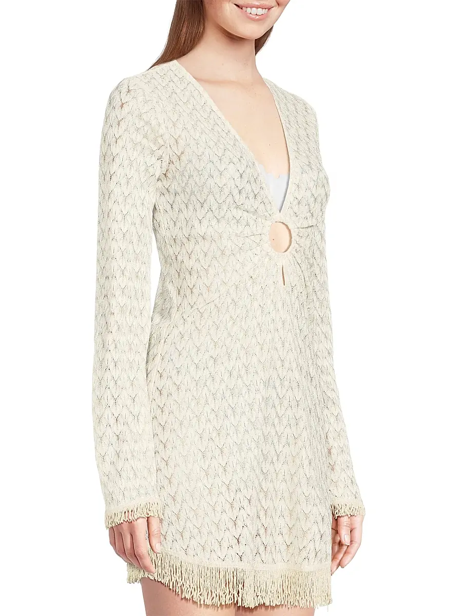 Ramy Brook Women's Cassie Fringed Chevron Minidress | Thumbnail 4