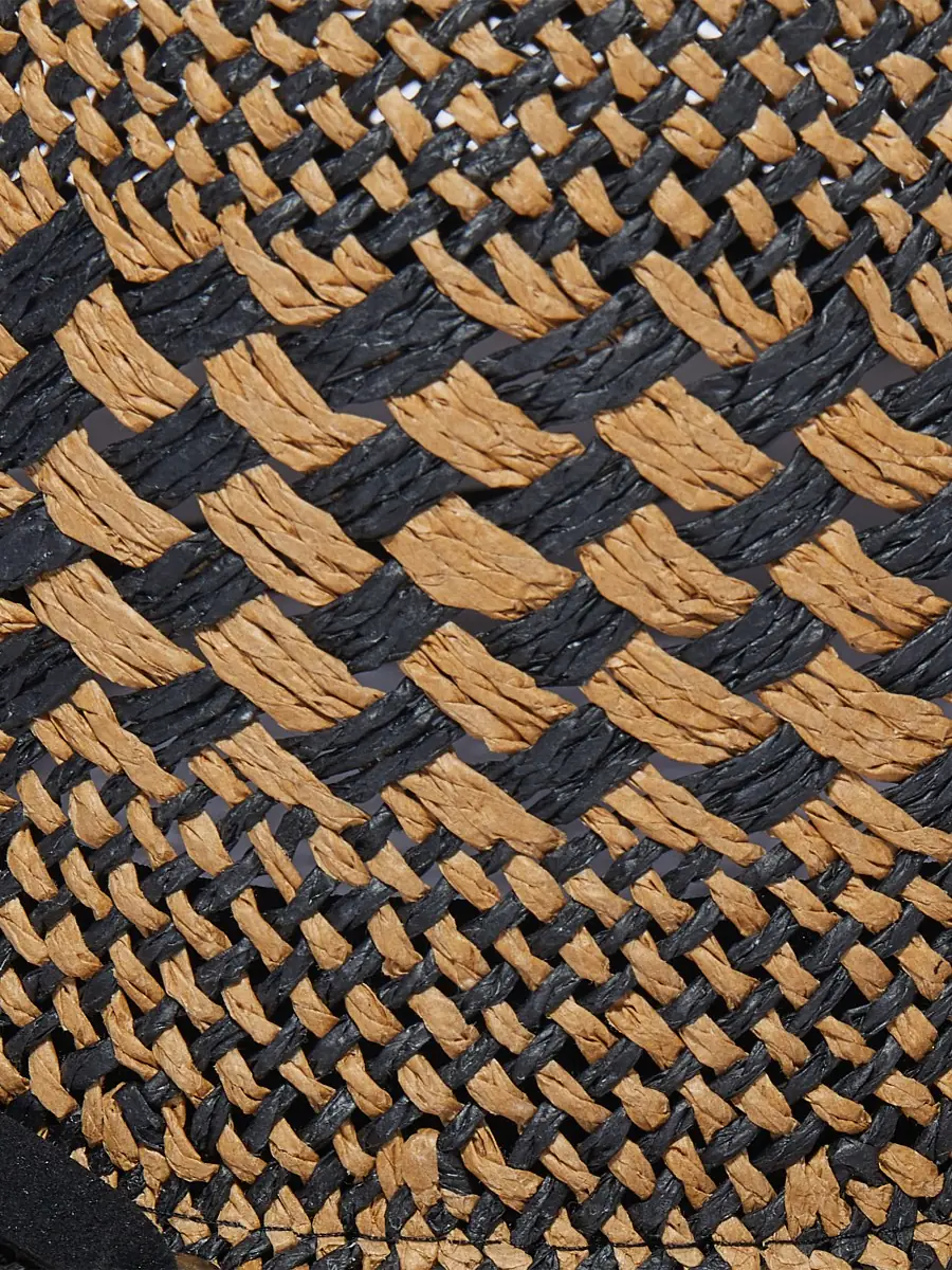 Lele Sadoughi Women's Brielle Checkered Flat-Top Straw Hat - Neutral Night | Image 1 Lele Sadoughi Women's Brielle Checkered Flat-Top Straw Hat - Neutral Night | Image 1