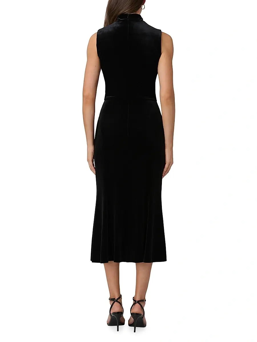 Shoshanna Women's Audrey Velvet Draped Midi-Dress | Thumbnail 3