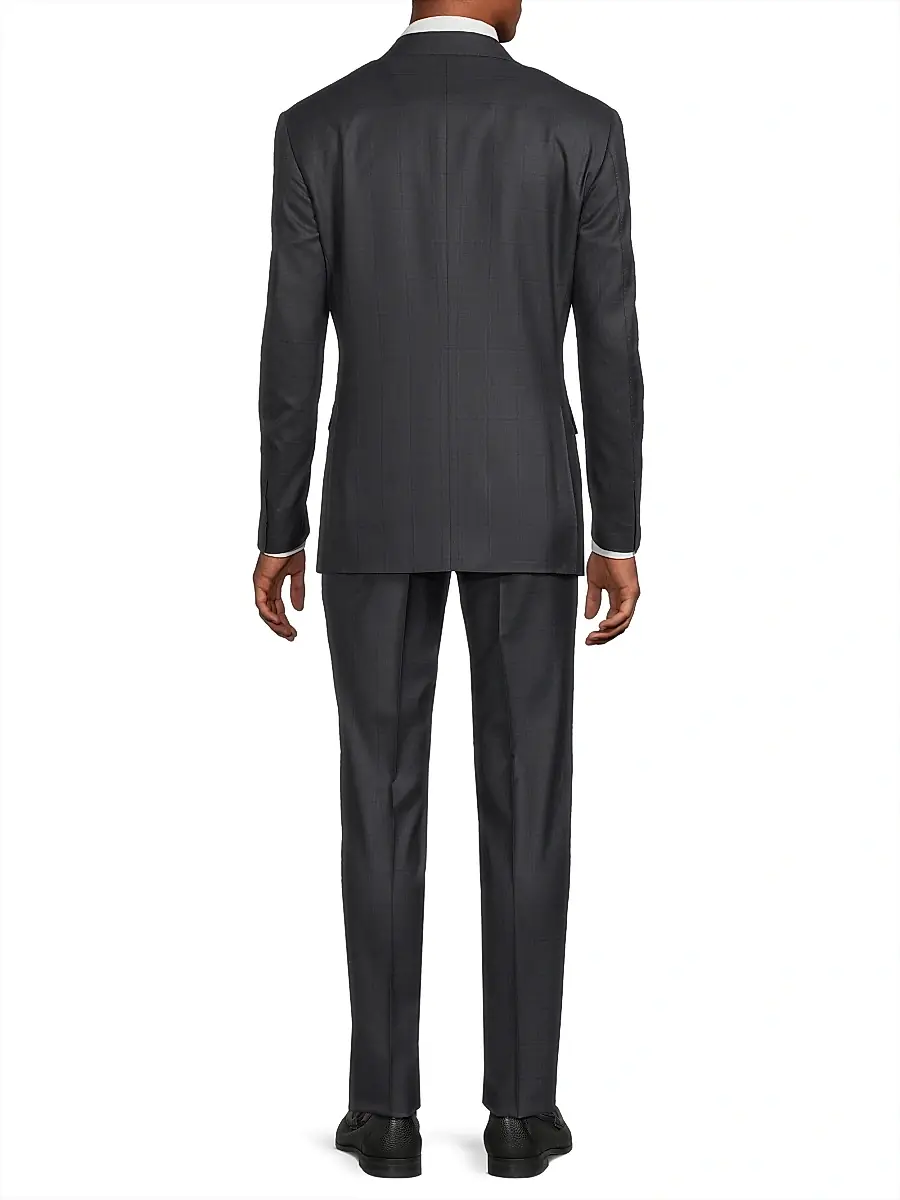 Canali Men's Windowpane Plaid Wool Suit - Charcoal | Thumbnail 5