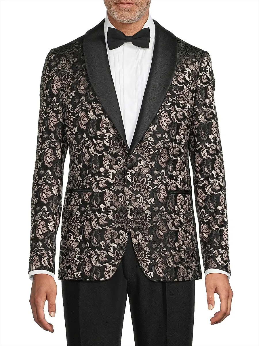 Pal Zileri Men's Novel Silk-Wool Smoking Jacket | Thumbnail 3 Pal Zileri Men's Novel Silk-Wool Smoking Jacket | Thumbnail 3