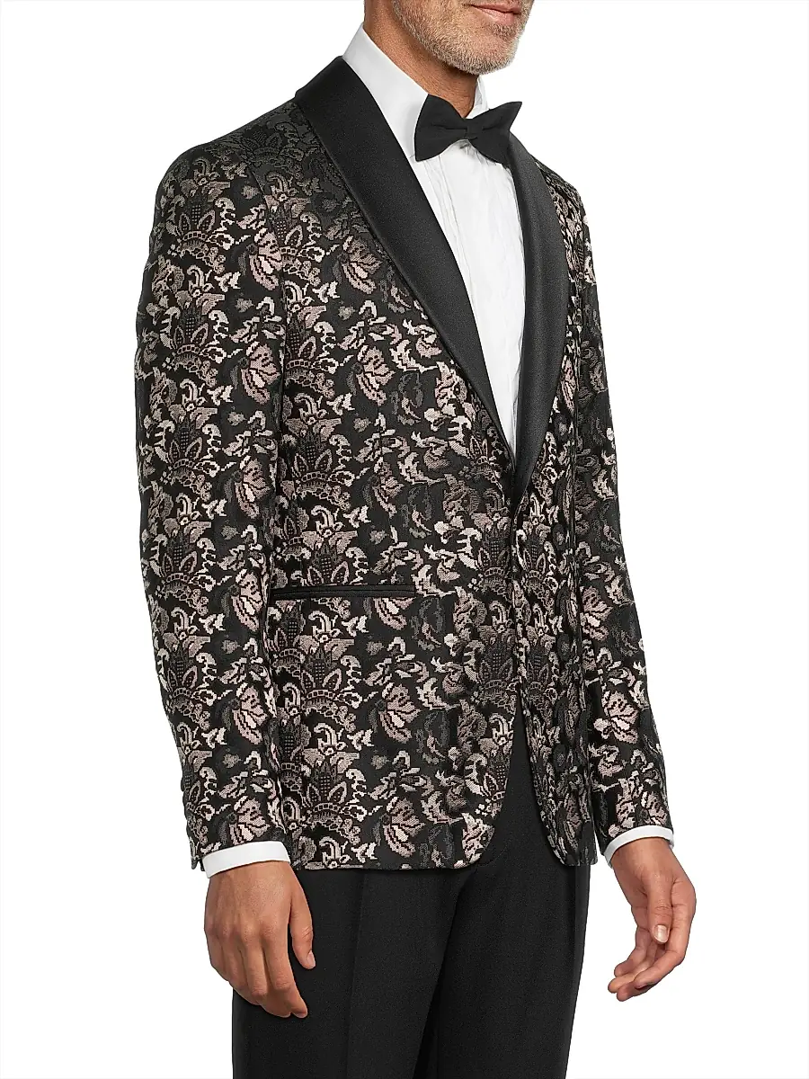Pal Zileri Men's Novel Silk-Wool Smoking Jacket | Thumbnail 4 Pal Zileri Men's Novel Silk-Wool Smoking Jacket | Thumbnail 4