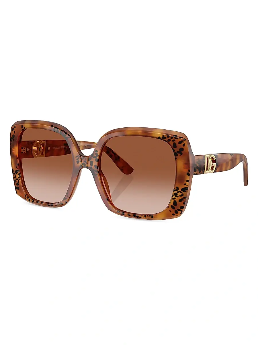Women's 56MM Square Sunglasses - Gradient Brown Light Havana Women's 56MM Square Sunglasses - Gradient Brown Light Havana