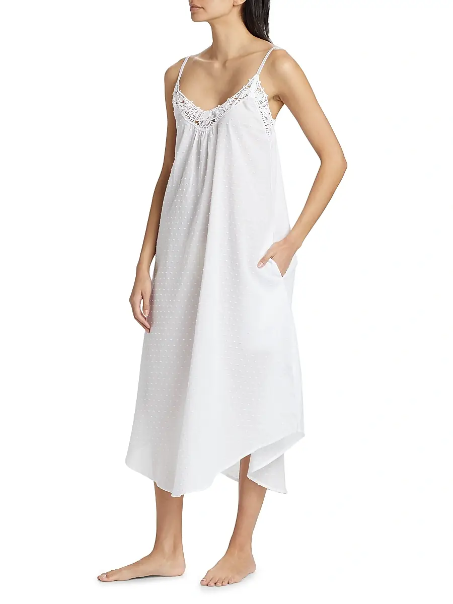 Papinelle Women's Lace-Trimmed Swiss Dot Cotton Nightgown | Thumbnail 4 Papinelle Women's Lace-Trimmed Swiss Dot Cotton Nightgown | Thumbnail 4