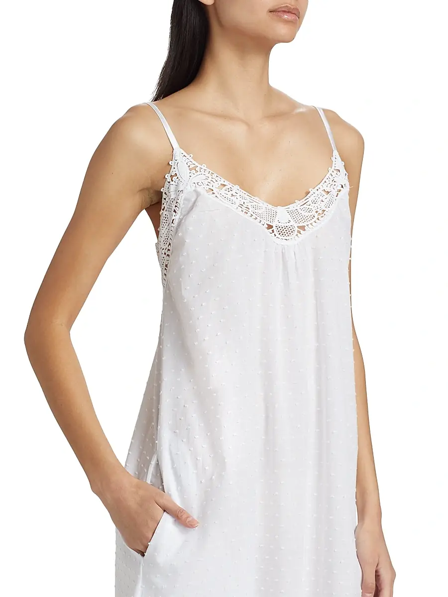 Papinelle Women's Lace-Trimmed Swiss Dot Cotton Nightgown | Thumbnail 6 Papinelle Women's Lace-Trimmed Swiss Dot Cotton Nightgown | Thumbnail 6