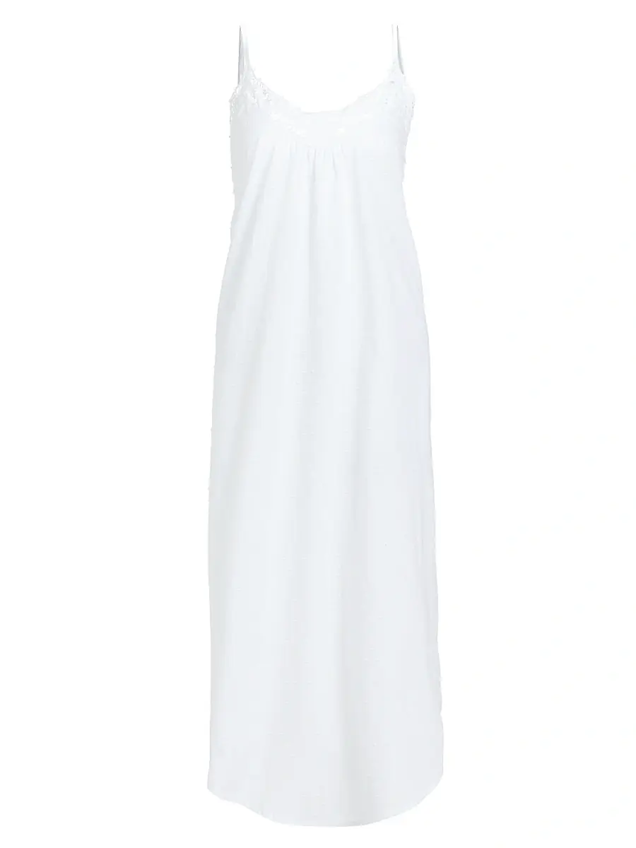 Papinelle Women's Lace-Trimmed Swiss Dot Cotton Nightgown