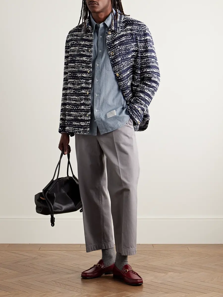 Thom Browne Button-Down Collar Striped Cotton-Flannel Shirt - Men | Thumbnail 2 Thom Browne Button-Down Collar Striped Cotton-Flannel Shirt - Men | Thumbnail 2